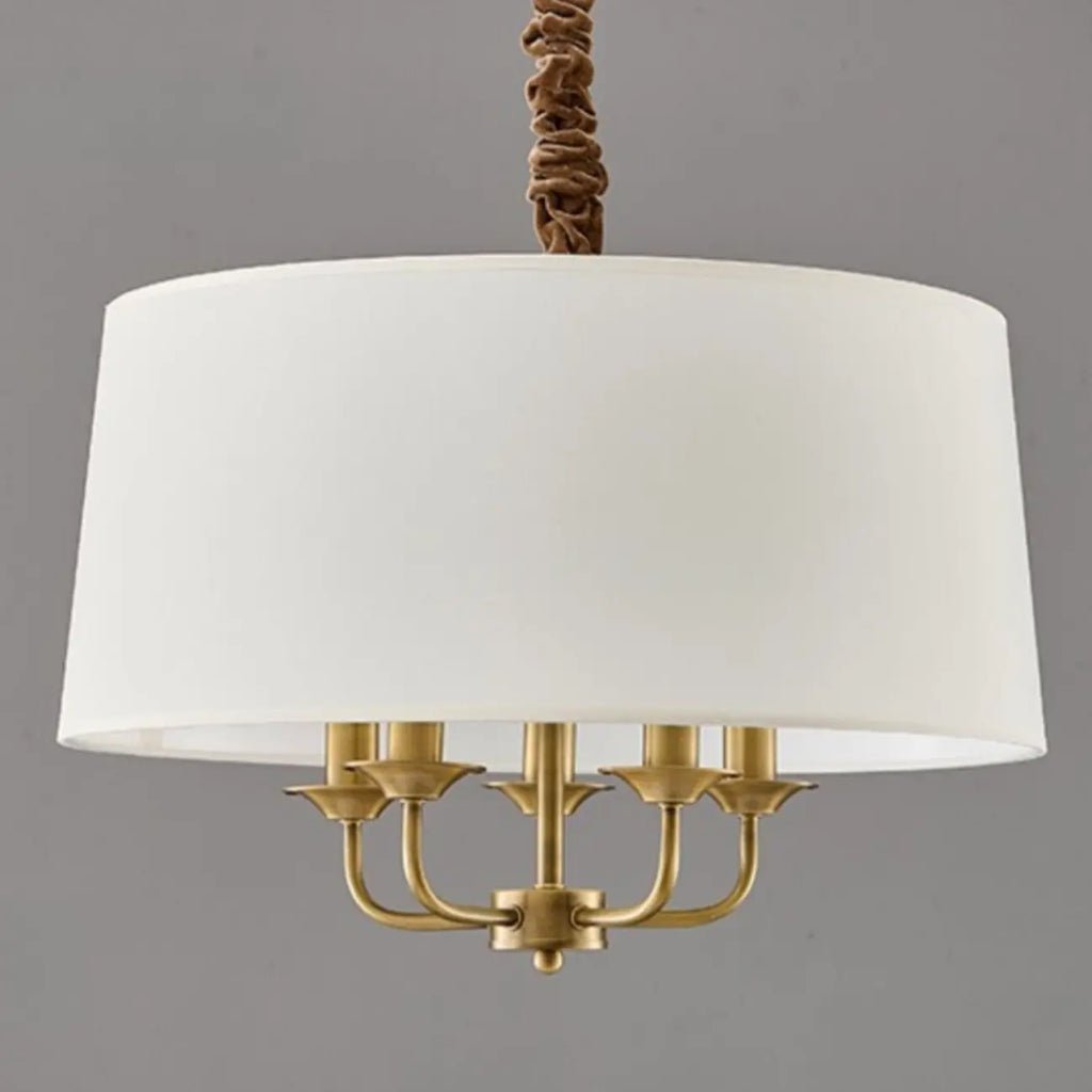 Minimalist Gold Drum Fabric Chandelier with Adjustable Height