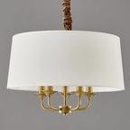 Minimalist Gold Drum Fabric Chandelier with Adjustable Height