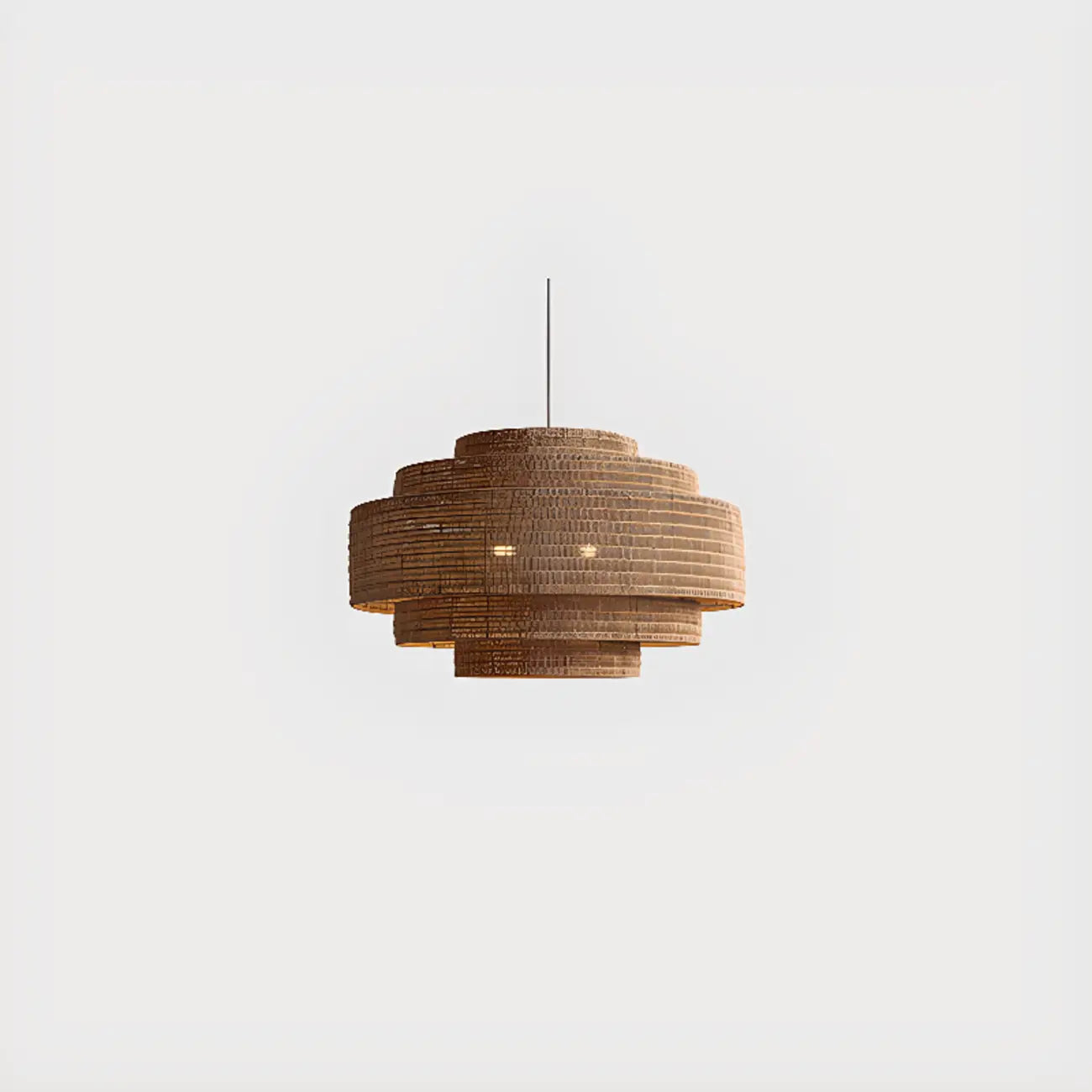 Wabi-Sabi Style Brown Tiered Rattan Pendant Light for Dining Room