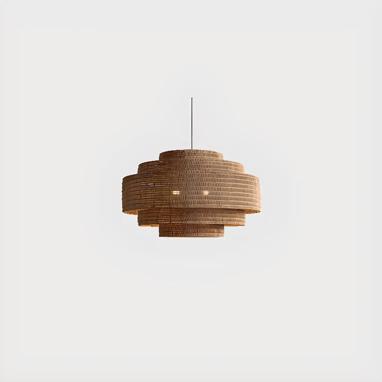 Wabi-Sabi Style Brown Tiered Rattan Pendant Light for Dining Room
