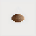 Wabi-Sabi Style Brown Tiered Rattan Pendant Light for Dining Room