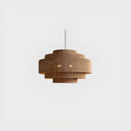 Wabi-Sabi Style Brown Tiered Rattan Pendant Light for Dining Room