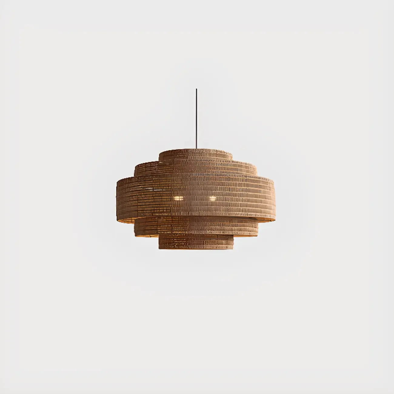 Wabi-Sabi Style Brown Tiered Rattan Pendant Light for Dining Room