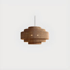 Wabi-Sabi Style Brown Tiered Rattan Pendant Light for Dining Room