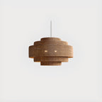 Wabi-Sabi Style Brown Tiered Rattan Pendant Light for Dining Room