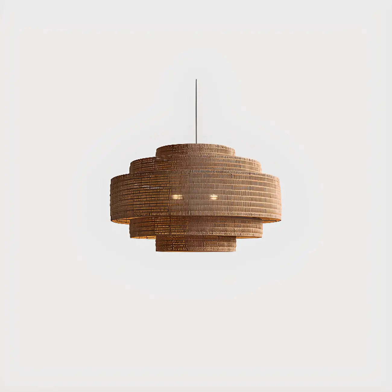 Wabi-Sabi Style Brown Tiered Rattan Pendant Light for Dining Room