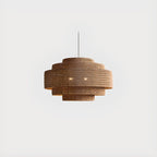 Wabi-Sabi Style Brown Tiered Rattan Pendant Light for Dining Room