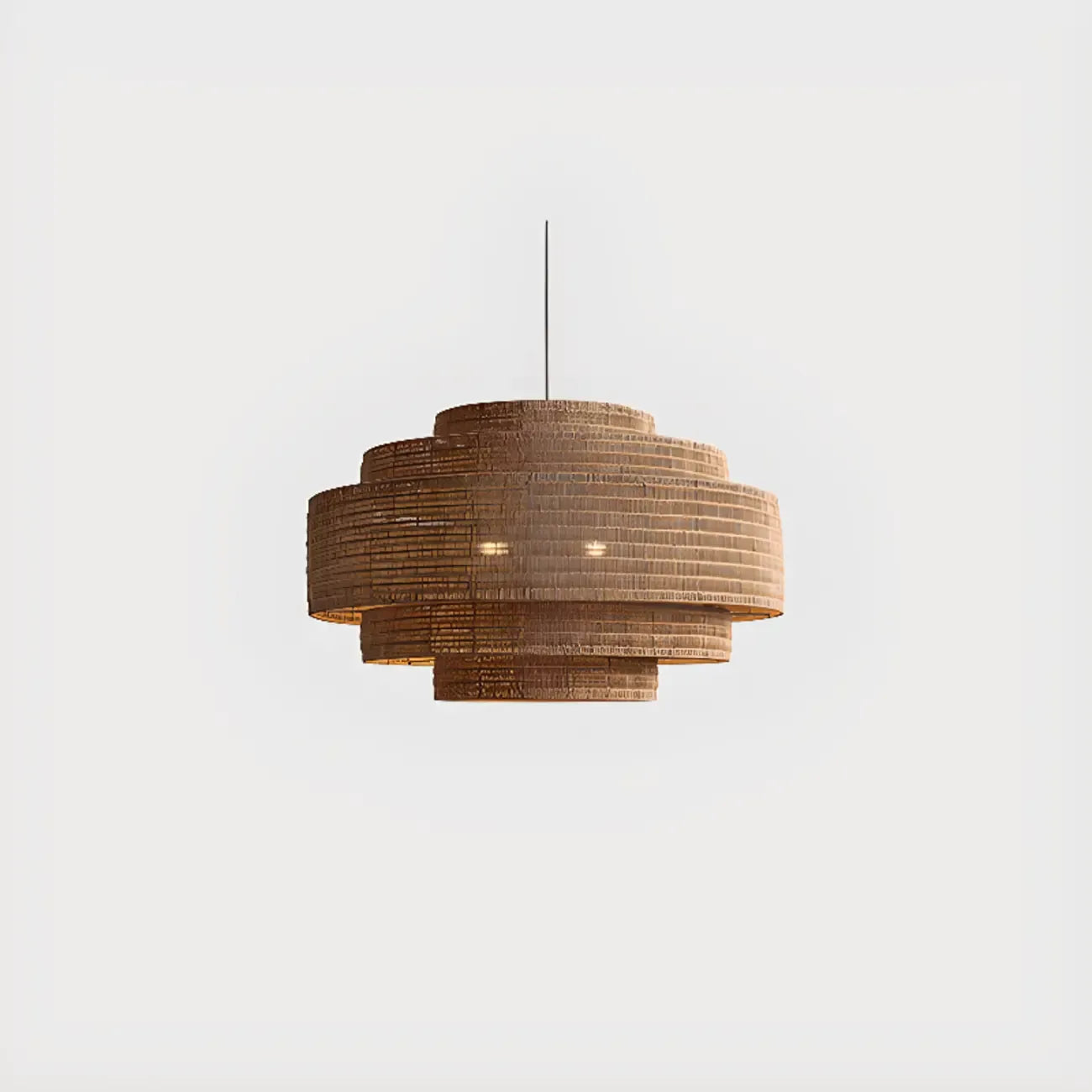 Wabi-Sabi Style Brown Tiered Rattan Pendant Light for Dining Room