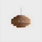 Wabi-Sabi Style Brown Tiered Rattan Pendant Light for Dining Room