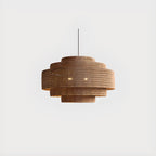 Wabi-Sabi Style Brown Tiered Rattan Pendant Light for Dining Room