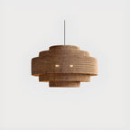 Wabi-Sabi Style Brown Tiered Rattan Pendant Light for Dining Room