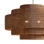 Wabi-Sabi Style Brown Tiered Rattan Pendant Light for Dining Room