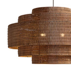 Wabi-Sabi Style Brown Tiered Rattan Pendant Light for Dining Room