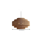 Wabi-Sabi Style Brown Tiered Rattan Pendant Light for Dining Room