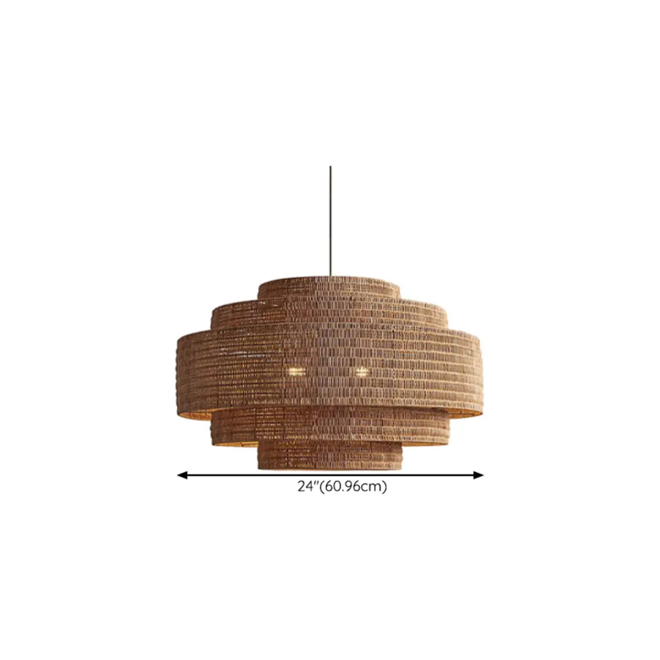 Wabi-Sabi Style Brown Tiered Rattan Pendant Light for Dining Room