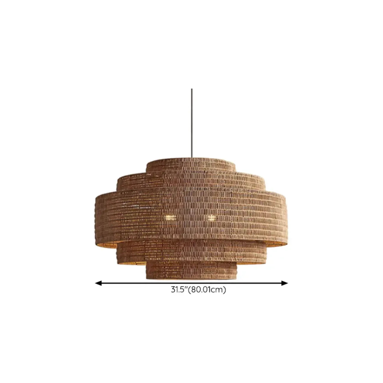 Wabi-Sabi Style Brown Tiered Rattan Pendant Light for Dining Room