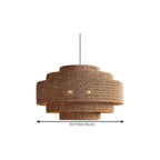 Wabi-Sabi Style Brown Tiered Rattan Pendant Light for Dining Room