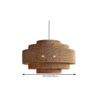 Wabi-Sabi Style Brown Tiered Rattan Pendant Light for Dining Room