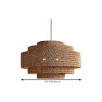 Wabi-Sabi Style Brown Tiered Rattan Pendant Light for Dining Room