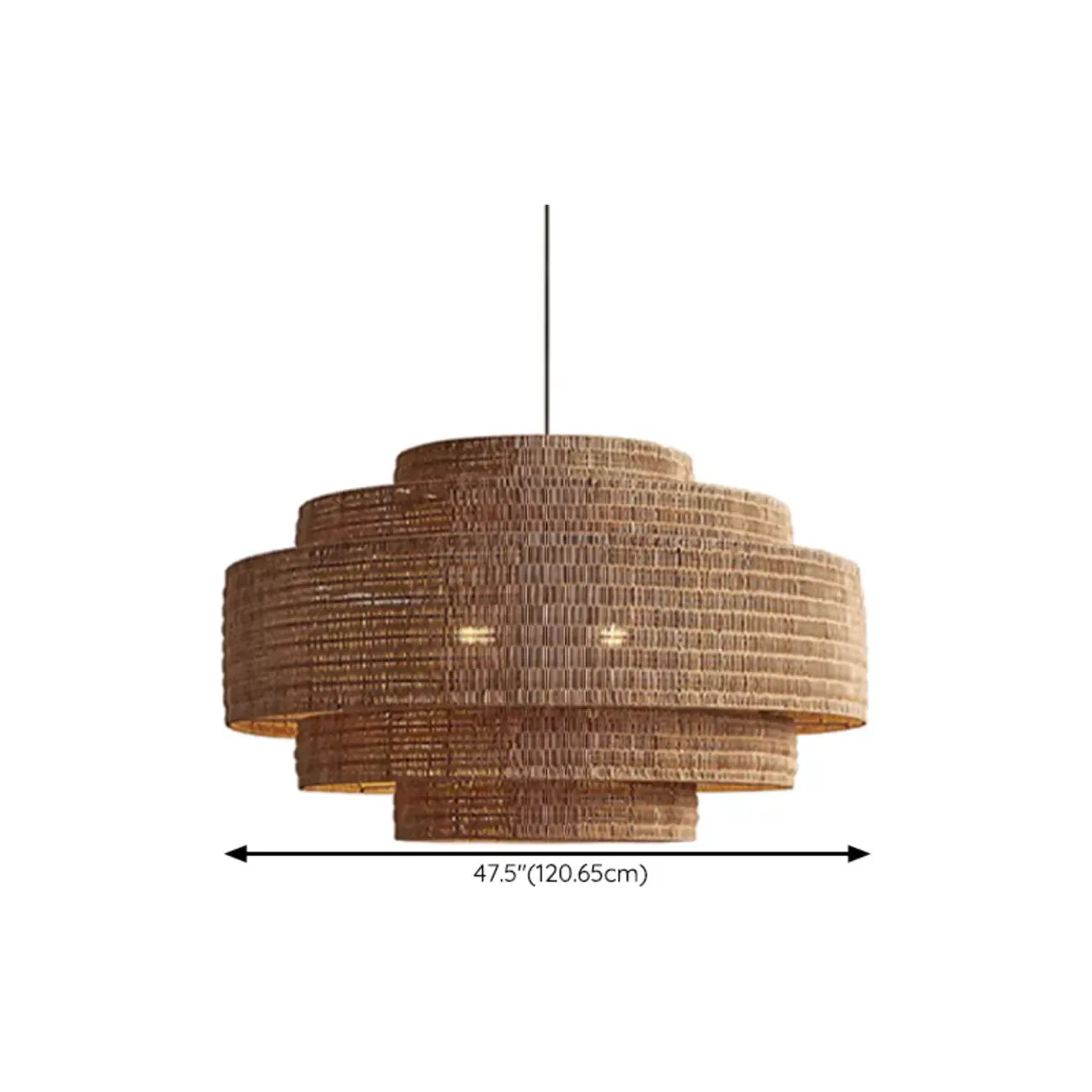 Wabi-Sabi Style Brown Tiered Rattan Pendant Light for Dining Room