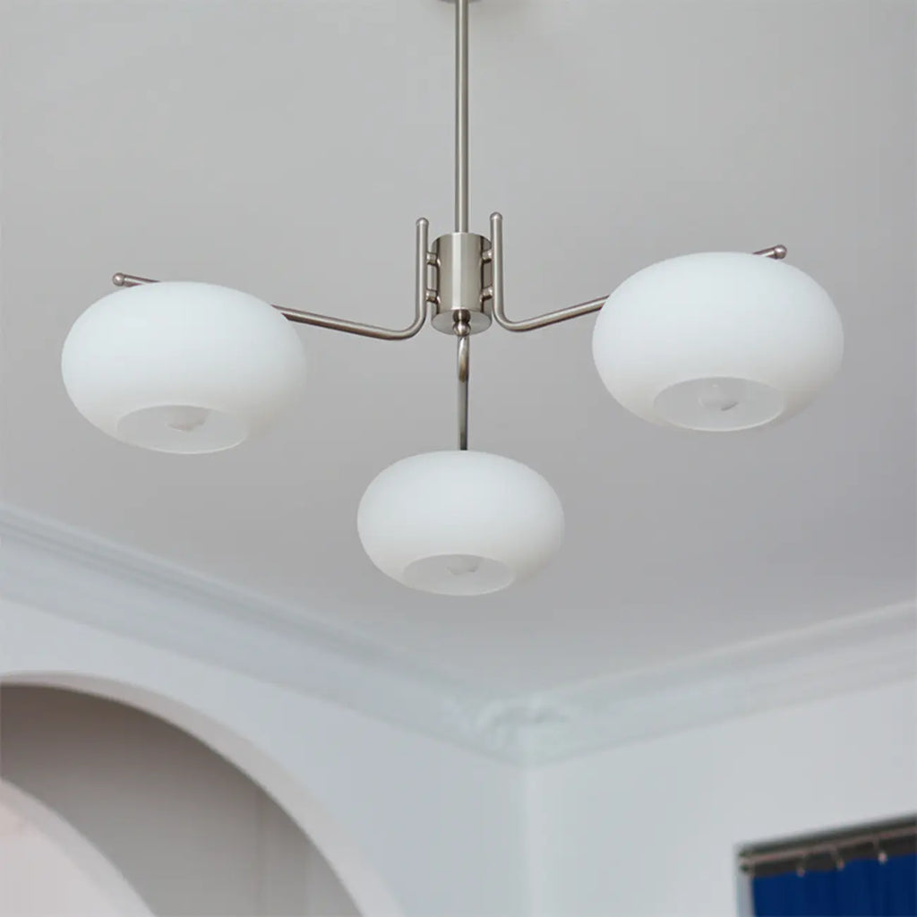 Modern White Drum Glass Living Room Chandelier