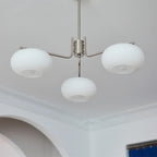 Modern White Drum Glass Living Room Chandelier