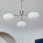 Modern White Drum Glass Living Room Chandelier