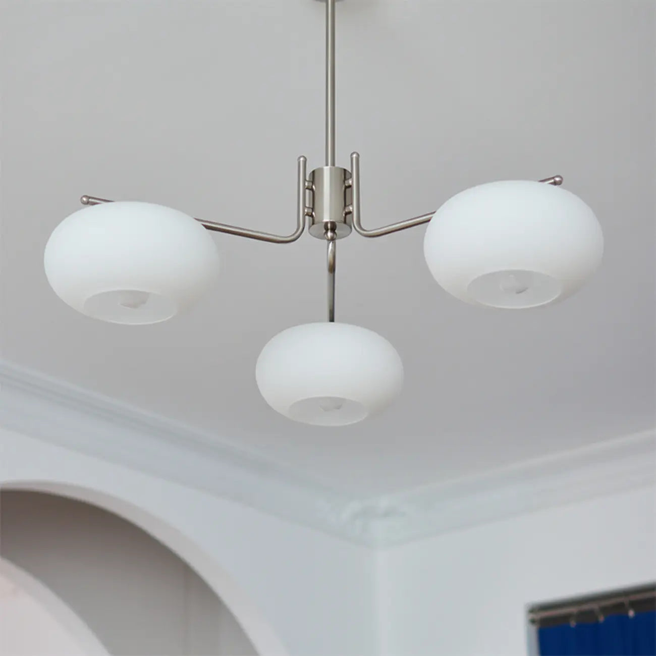 Modern White Drum Glass Living Room Chandelier