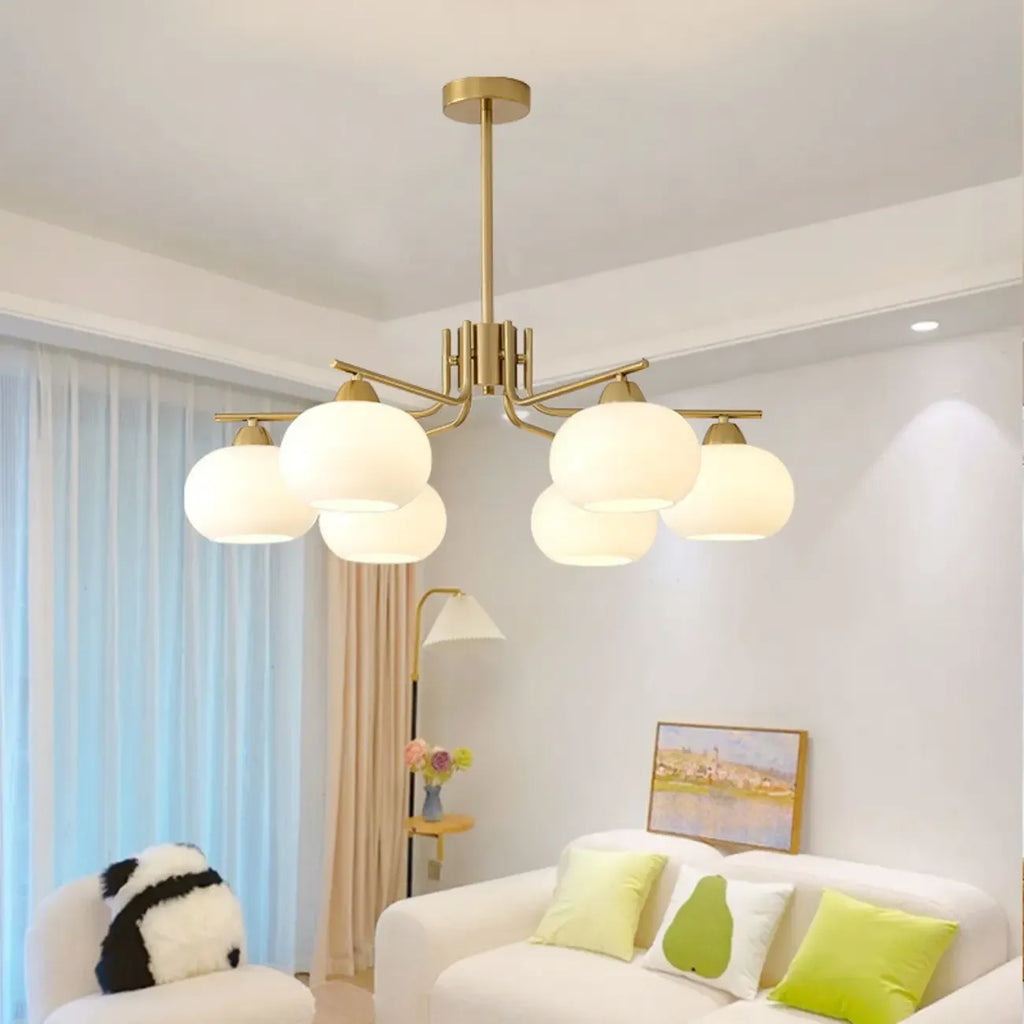Modern White Drum Glass Living Room Chandelier