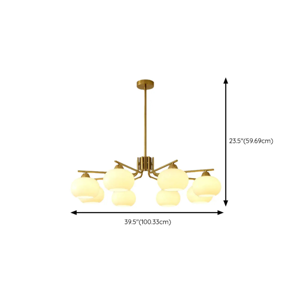 Modern White Drum Glass Living Room Chandelier