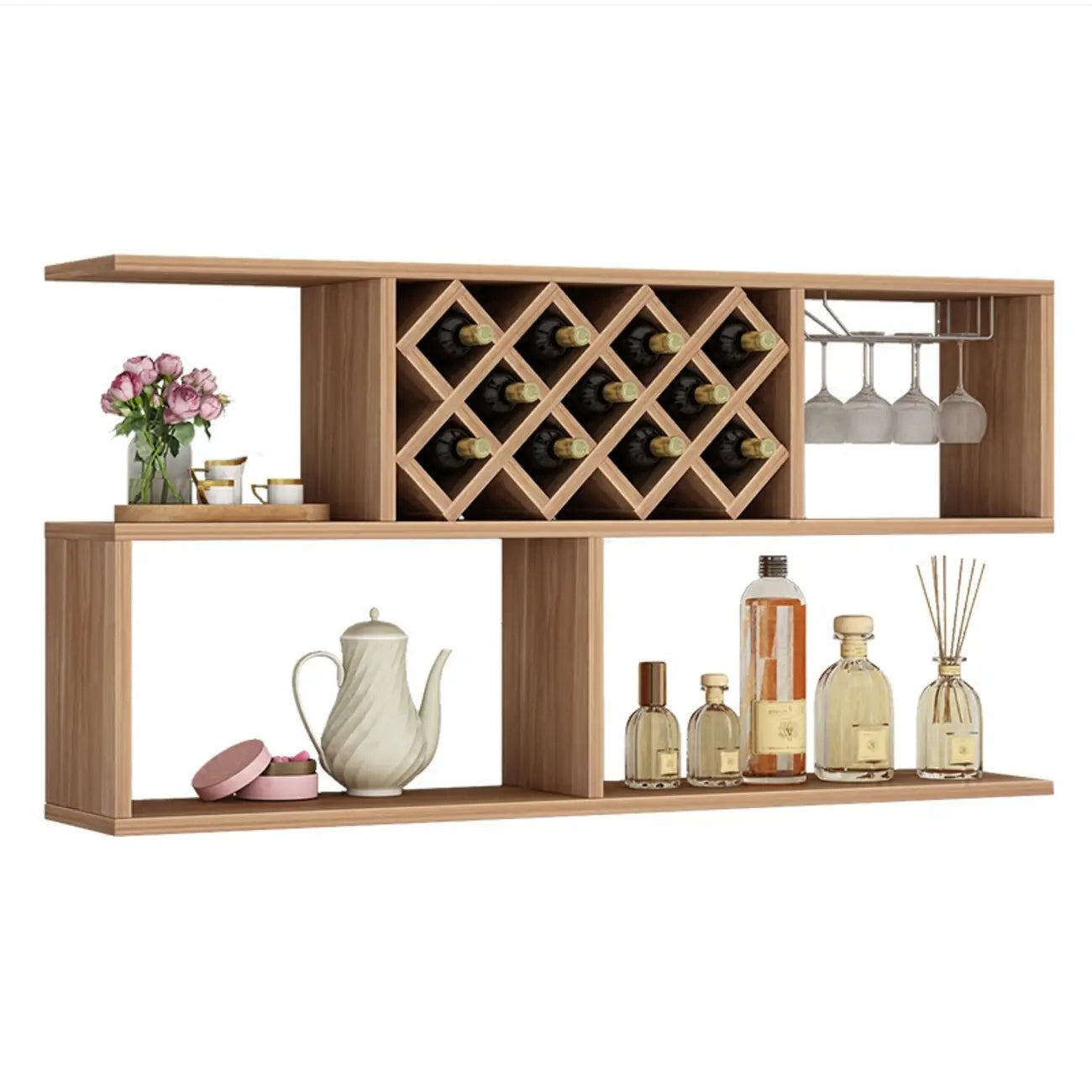 Stackable Wooden Wall-Mounted Wine Bottle Rack