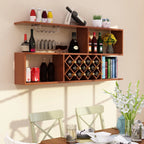 Stackable Wooden Wall-Mounted Wine Bottle Rack