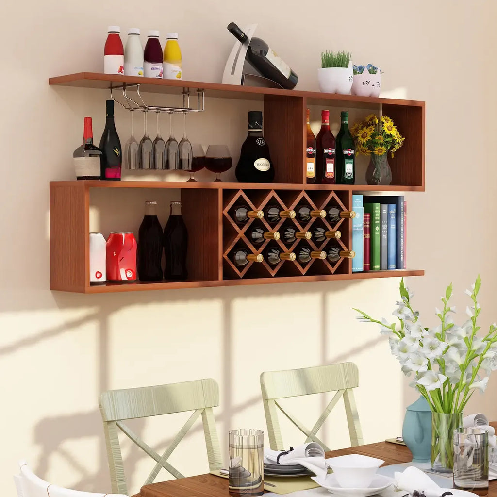 Stackable Wooden Wall-Mounted Wine Bottle Rack