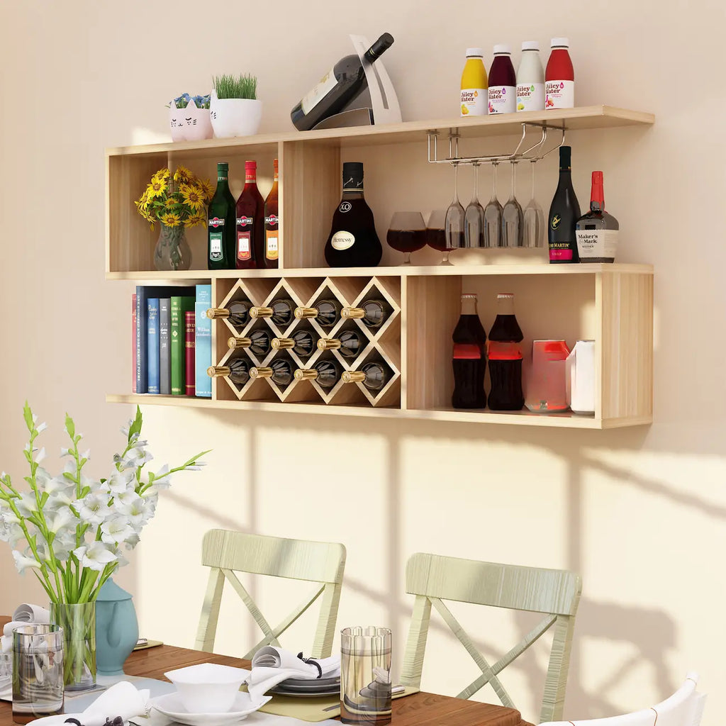 Stackable Wooden Wall-Mounted Wine Bottle Rack