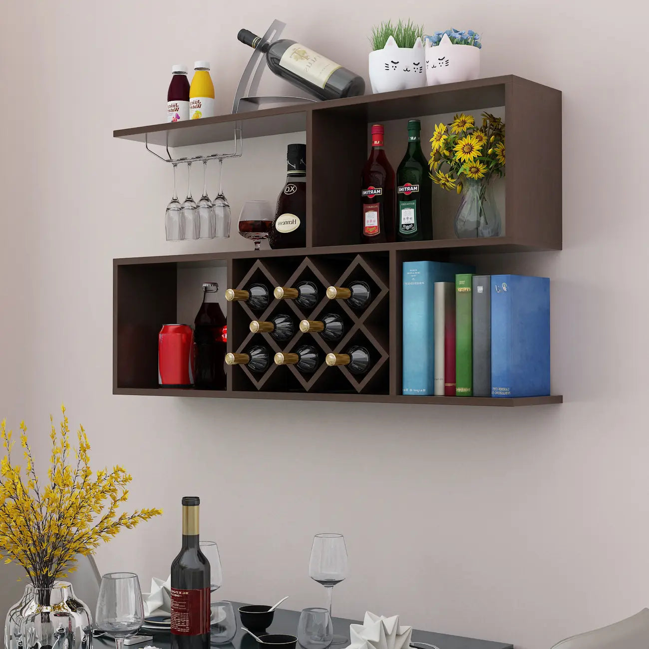 Stackable Wooden Wall-Mounted Wine Bottle Rack