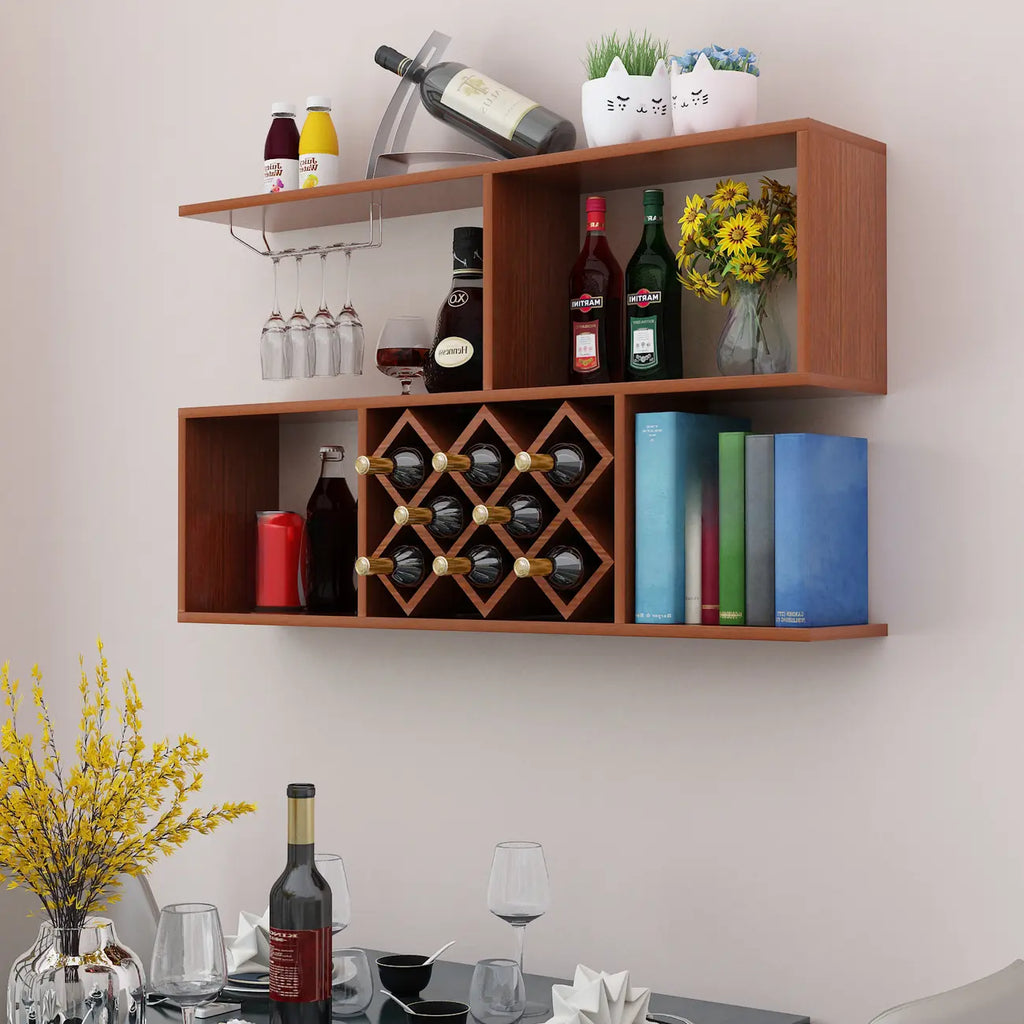 Stackable Wooden Wall-Mounted Wine Bottle Rack