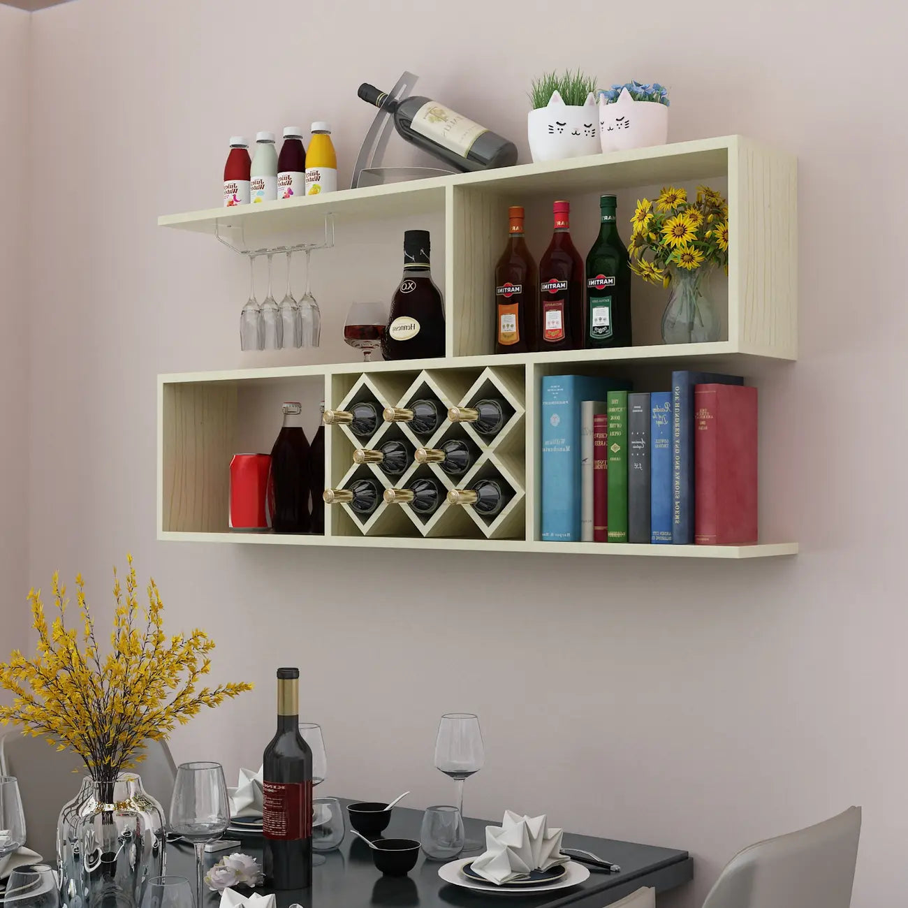 Stackable Wooden Wall-Mounted Wine Bottle Rack