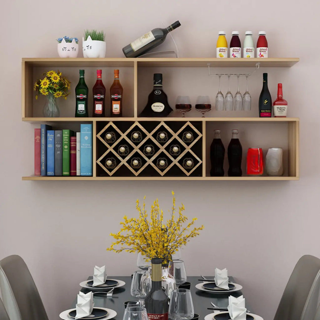 Stackable Wooden Wall-Mounted Wine Bottle Rack