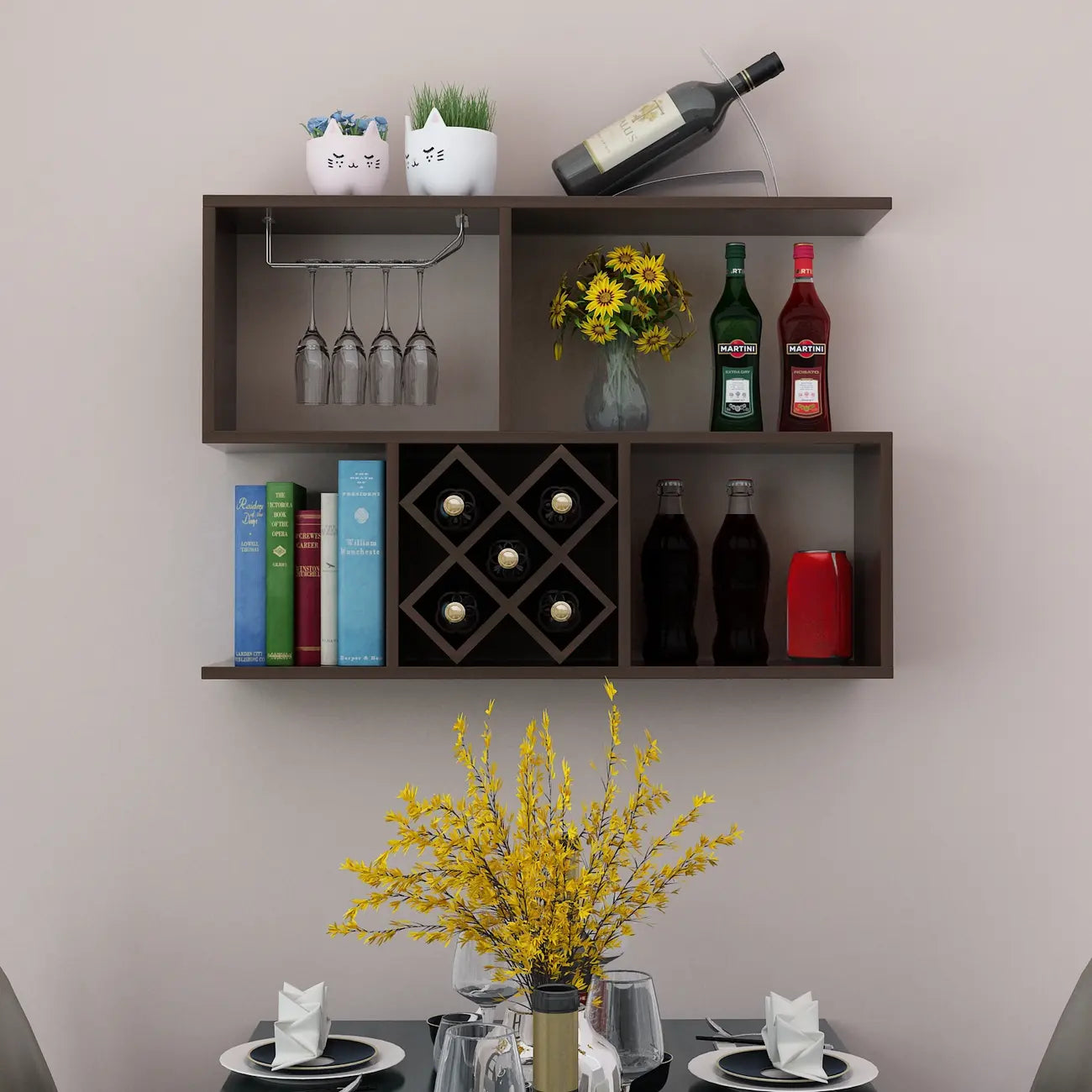 Stackable Wooden Wall-Mounted Wine Bottle Rack
