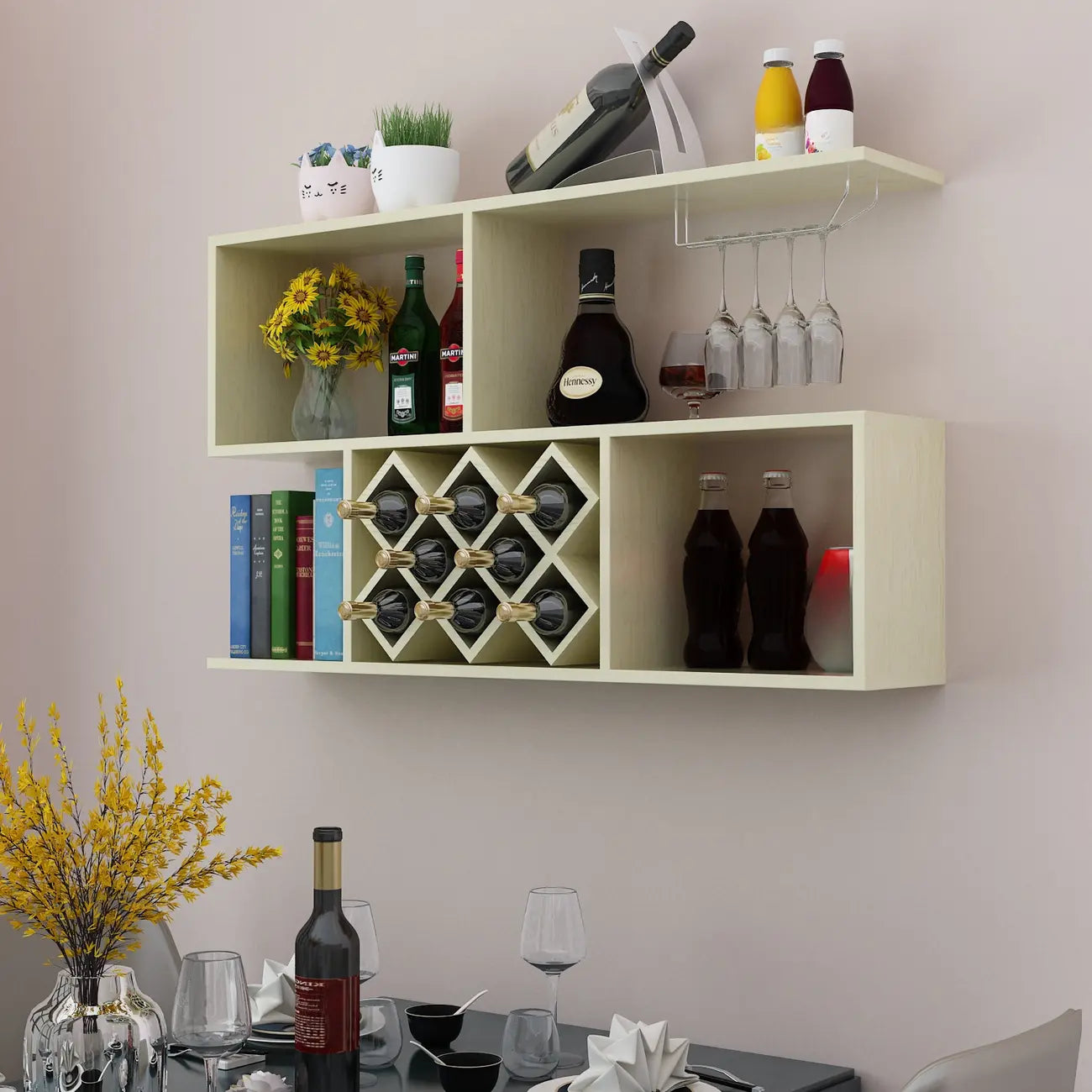 Stackable Wooden Wall-Mounted Wine Bottle Rack