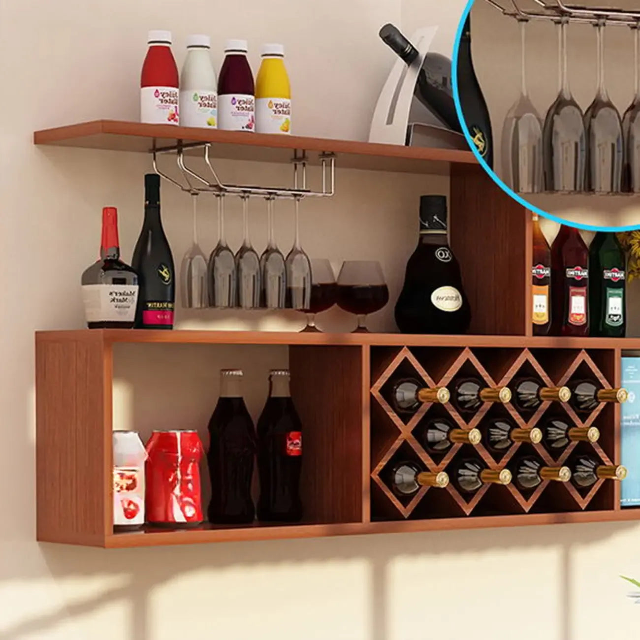 Stackable Wooden Wall-Mounted Wine Bottle Rack