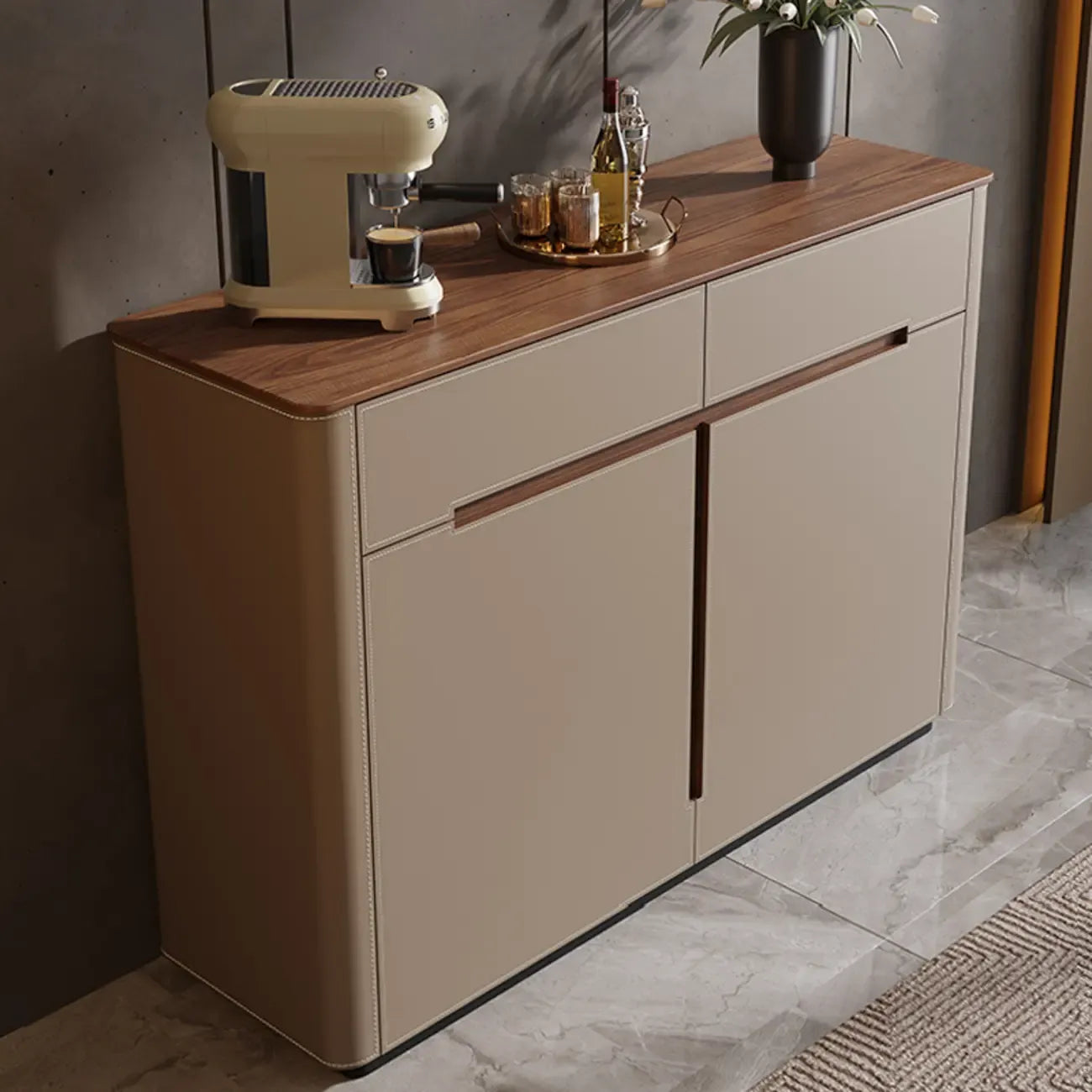 Trendy Wood Tan Entryway Shoe Cabinet with Drawers