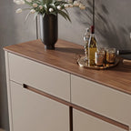 Trendy Wood Tan Entryway Shoe Cabinet with Drawers