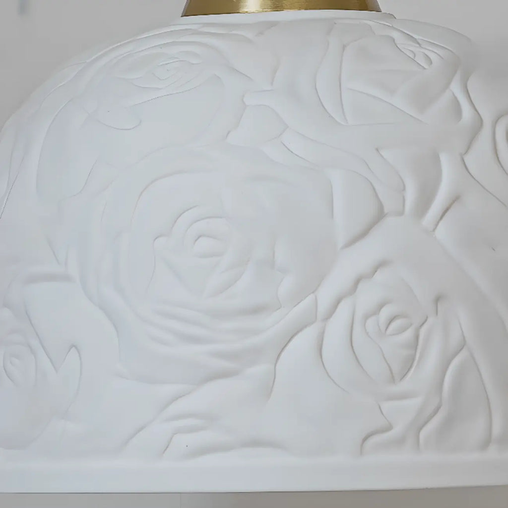 Elegant Brass Rose Ceramics Dome Pendant Light
