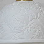 Elegant Brass Rose Ceramics Dome Pendant Light