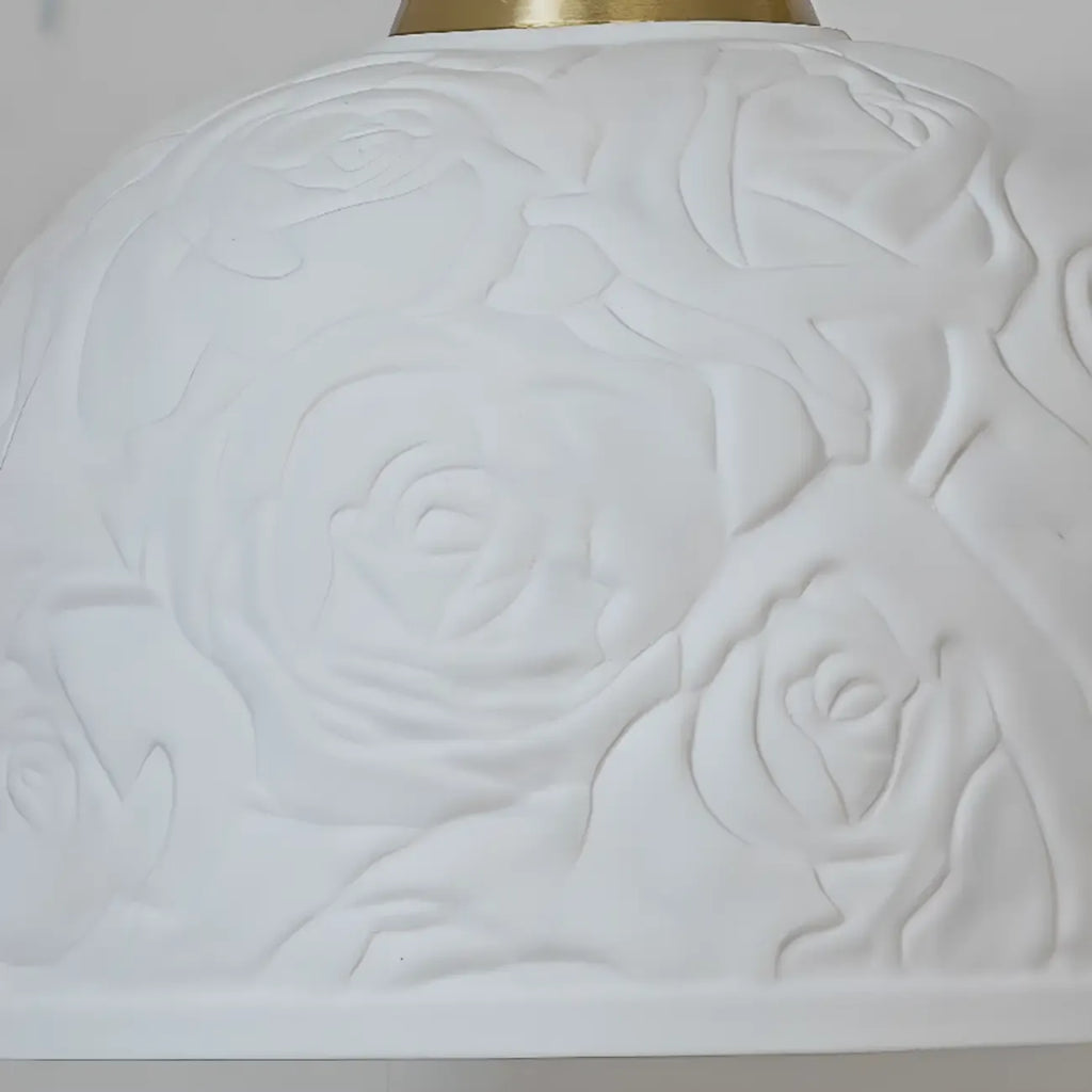 Elegant Brass Rose Ceramics Dome Pendant Light