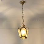 Gothic Gold Metal Frosted Glass Pendant Light for Corridor