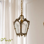 Gothic Gold Metal Frosted Glass Pendant Light for Corridor