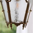 Gothic Gold Metal Frosted Glass Pendant Light for Corridor