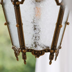 Gothic Gold Metal Frosted Glass Pendant Light for Corridor